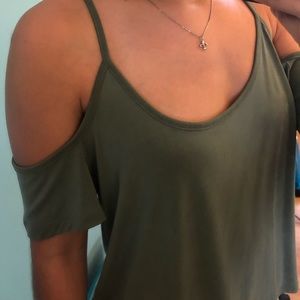Mudd Army Green Cold Shoulder Top